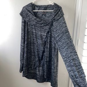 Plus size marled cowl neck zip up sweater